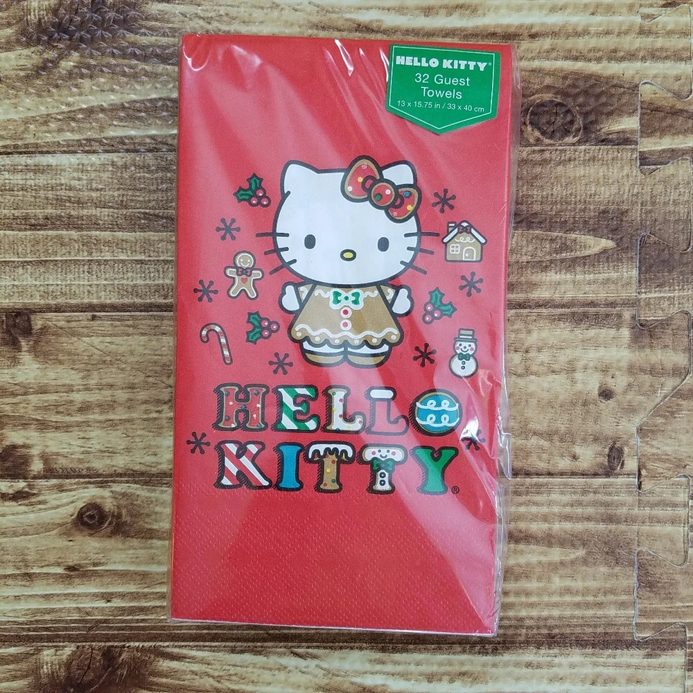 Hello Kitty Christmas Red Gingerbread Guest Towels Napkins 33x40cm 3 Ply Sanrio